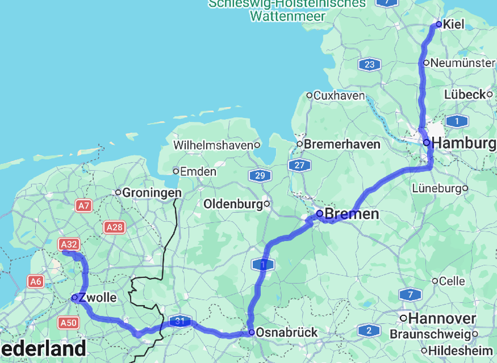 Trein Kiel-Steenwijk
